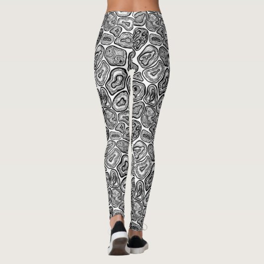 Agate-Scheiben in Schwarz-Weiß Leggings (Rückseite)
