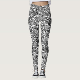 Agate-Scheiben in Schwarz-Weiß Leggings