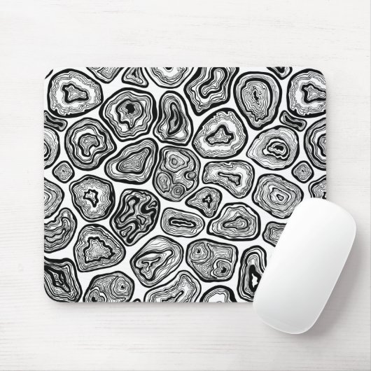 Agate-Scheiben in Schwarz-Weiß Mousepad (Mit Mouse)
