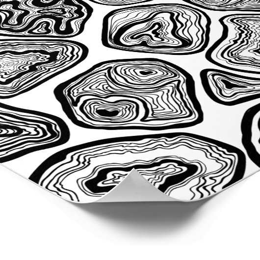 Agate-Scheiben in Schwarz-Weiß Poster (Ecke)