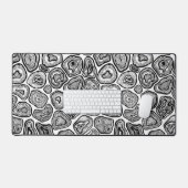 Agate-Scheiben in Schwarz-Weiß Schreibtischunterlage (Tastatur & Maus)