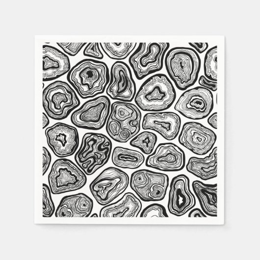Agate-Scheiben in Schwarz-Weiß Serviette (Vorderseite)