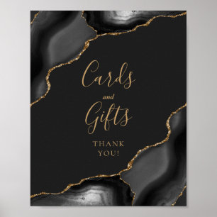 Agate Schwarz Gold Dunkle Hochzeitskarten und Gesc Poster