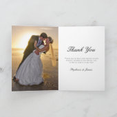 Agate Schwarz-weiß Rose Gold Foil Wedding Foto Dankeskarte (Innenseite)