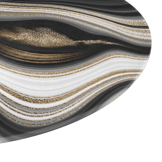 Agate Schwarz-weiß- und Goldmarmor Schneidebrett (Ecke)