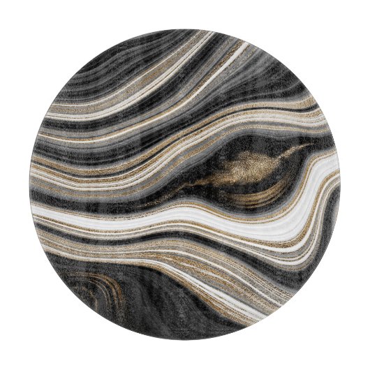 Agate Schwarz-weiß- und Goldmarmor Schneidebrett (Vorderseite)