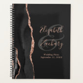 Agate Script Black Rose Gold Dunkle Hochzeitspläne Planer (Vorderseite)