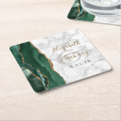 Agate Script Smarald Green Gold Marble Wedding Rechteckiger Pappuntersetzer (angewinkelt)