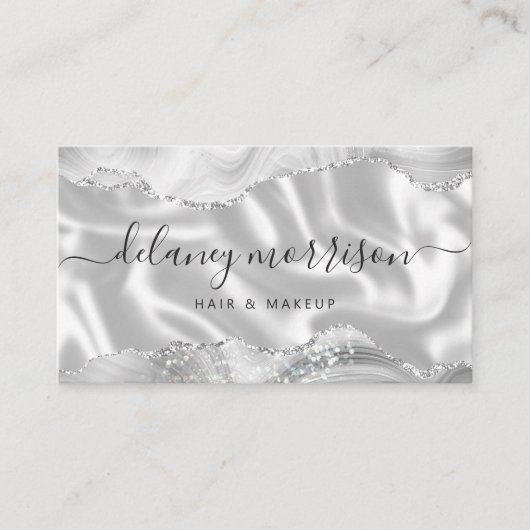 Agate Silk Gray White Luxury Visitenkarte (Vorderseite)