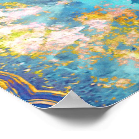 Agate Slice Aqua Geode Art Print Poster (Ecke)