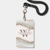 Agate Stone Marble Abzeichen Ausweis (Vorderseite mit Lanyard)