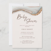 Agate Stone Marble Baby Dusche Einladung (Vorderseite)