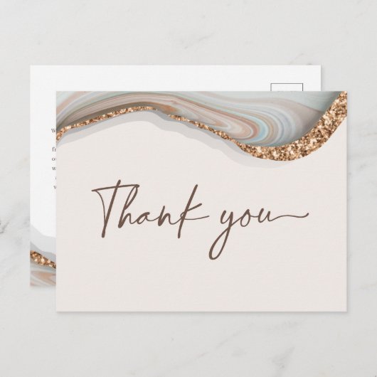 Agate Stone Marble Danke, Postcard Einladungspostkarte (Vorne/Hinten)
