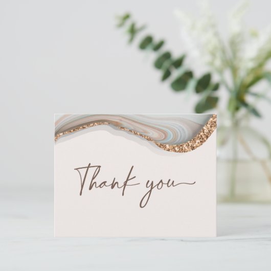 Agate Stone Marble Danke, Postcard Einladungspostkarte (Stehend Vorderseite)