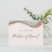 Agate Stone Marble Matron of Honor Card Dankeskarte (Stehend Vorderseite)