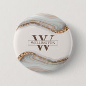 Agate Stone Marble Monogram Name Abzeichen Button (Vorderseite)