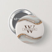 Agate Stone Marble Monogram Name Abzeichen Button (Vorne & Hinten)