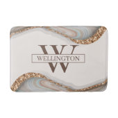 Agate Stone Marble Monogram Name Badematte (Vorderseite)