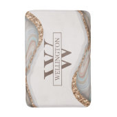 Agate Stone Marble Monogram Name Badematte (Vorderseite Vertikal)