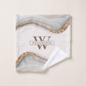 Agate Stone Marble Monogram Name Badhandtuch Set (Waschlappen)