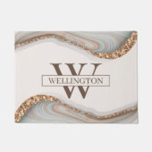 Agate Stone Marble Monogram Name Fußmatte (Vorderseite)