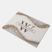 Agate Stone Marble Monogram Name Fußmatte (Schrägansicht)