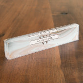 Agate Stone Marble Monogram Name Namensplakette (Seite)