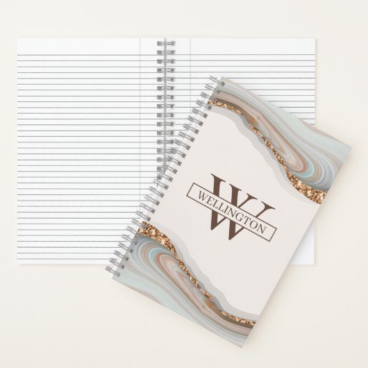 Agate Stone Marble Monogram Name Notebook Notizblock (Innen)