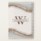 Agate Stone Marble Monogram Name Notebook Notizblock (Rückseite)
