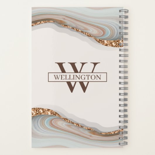Agate Stone Marble Monogram Name Notebook Notizblock (Rückseite)