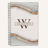 Agate Stone Marble Monogram Name Notebook Notizblock (Vorderseite)