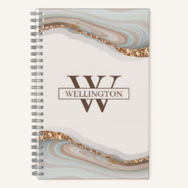 Agate Stone Marble Monogram Name Notebook Notizblock