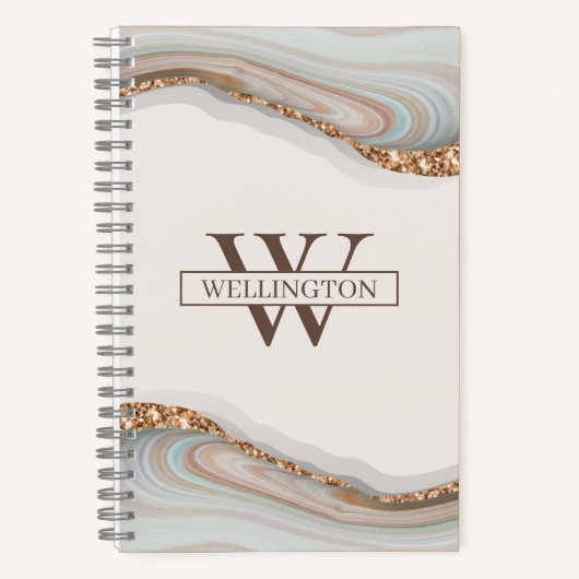 Agate Stone Marble Monogram Name Notebook Notizblock (Vorderseite)