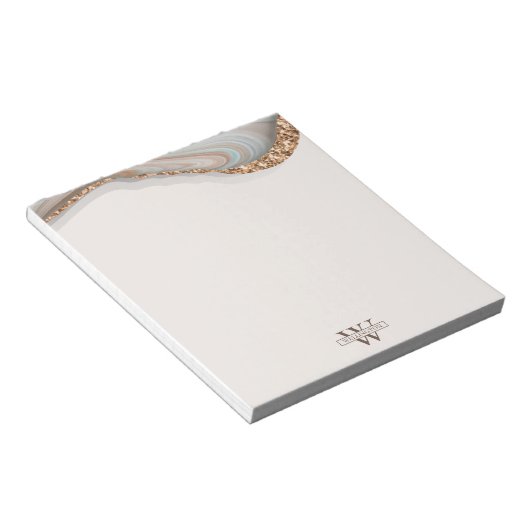 Agate Stone Marble Monogram Name Notizblock (angewinkelt)
