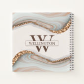 Agate Stone Marble Monogram Name Notizblock (Rückseite)