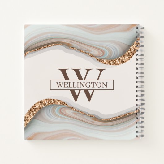 Agate Stone Marble Monogram Name Notizblock (Rückseite)