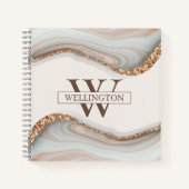 Agate Stone Marble Monogram Name Notizblock (Vorderseite)