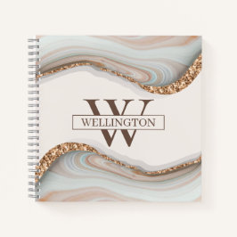 Agate Stone Marble Monogram Name Notizblock