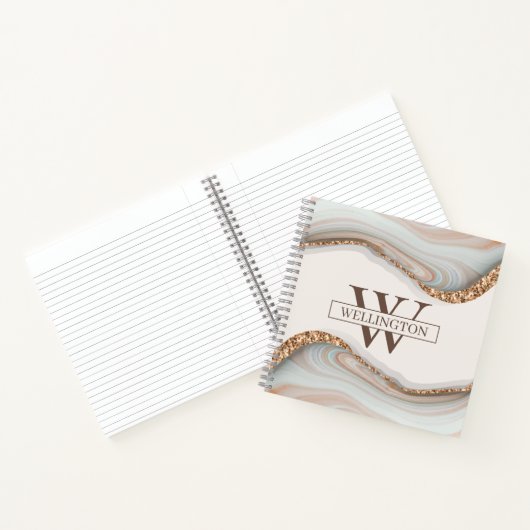 Agate Stone Marble Monogram Name Notizblock (Innenseite)
