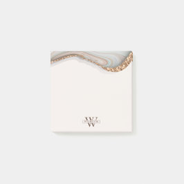 Agate Stone Marble Monogram Name Post-it Klebezettel