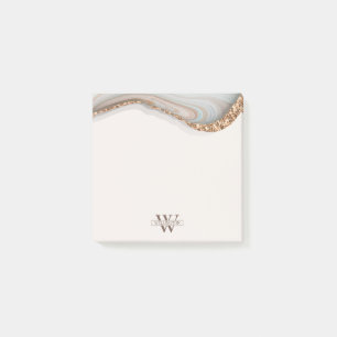 Agate Stone Marble Monogram Name Post-it Klebezettel