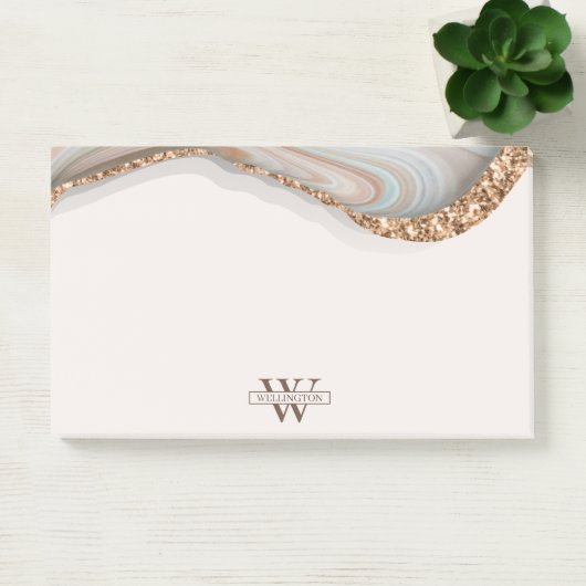 Agate Stone Marble Monogram Name Postit Notes Post-it Klebezettel (Büro)