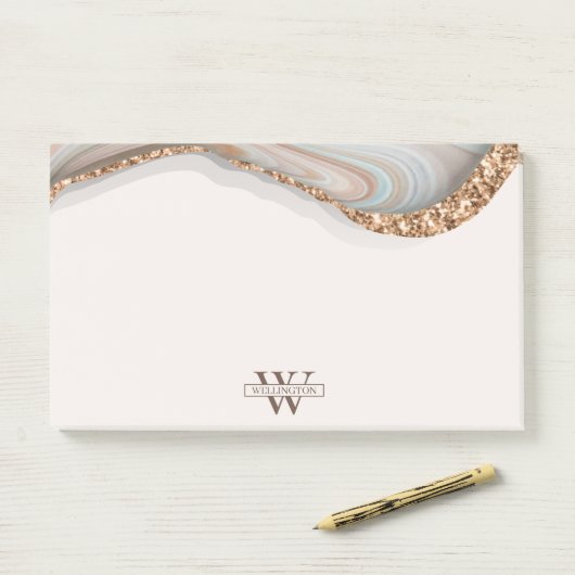 Agate Stone Marble Monogram Name Postit Notes Post-it Klebezettel (Auf Schreibtisch)
