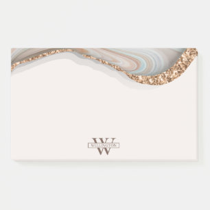 Agate Stone Marble Monogram Name Postit Notes Post-it Klebezettel