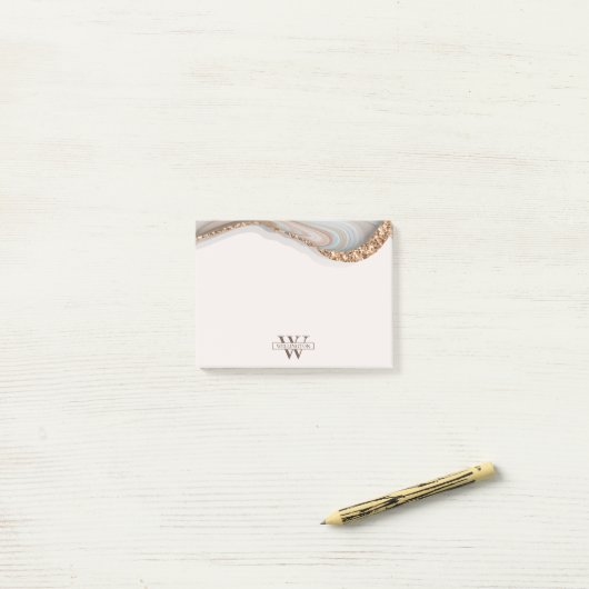 Agate Stone Marble Monogram Name Postit Notes Post-it Klebezettel (Auf Schreibtisch)
