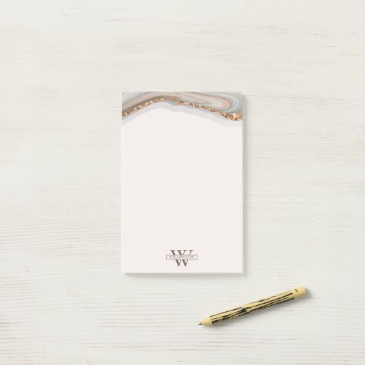 Agate Stone Marble Monogram Name Postit Notes Post-it Klebezettel (Auf Schreibtisch)