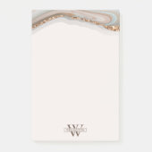 Agate Stone Marble Monogram Name Postit Notes Post-it Klebezettel (Vorderseite)