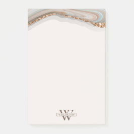 Agate Stone Marble Monogram Name Postit Notes Post-it Klebezettel
