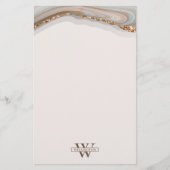 Agate Stone Marble Monogram Name Stationery Paper Briefpapier (Vorderseite)
