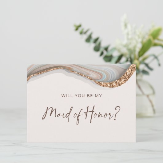 Agate Stone Marble Trauzeugin Card Dankeskarte (Stehend Vorderseite)